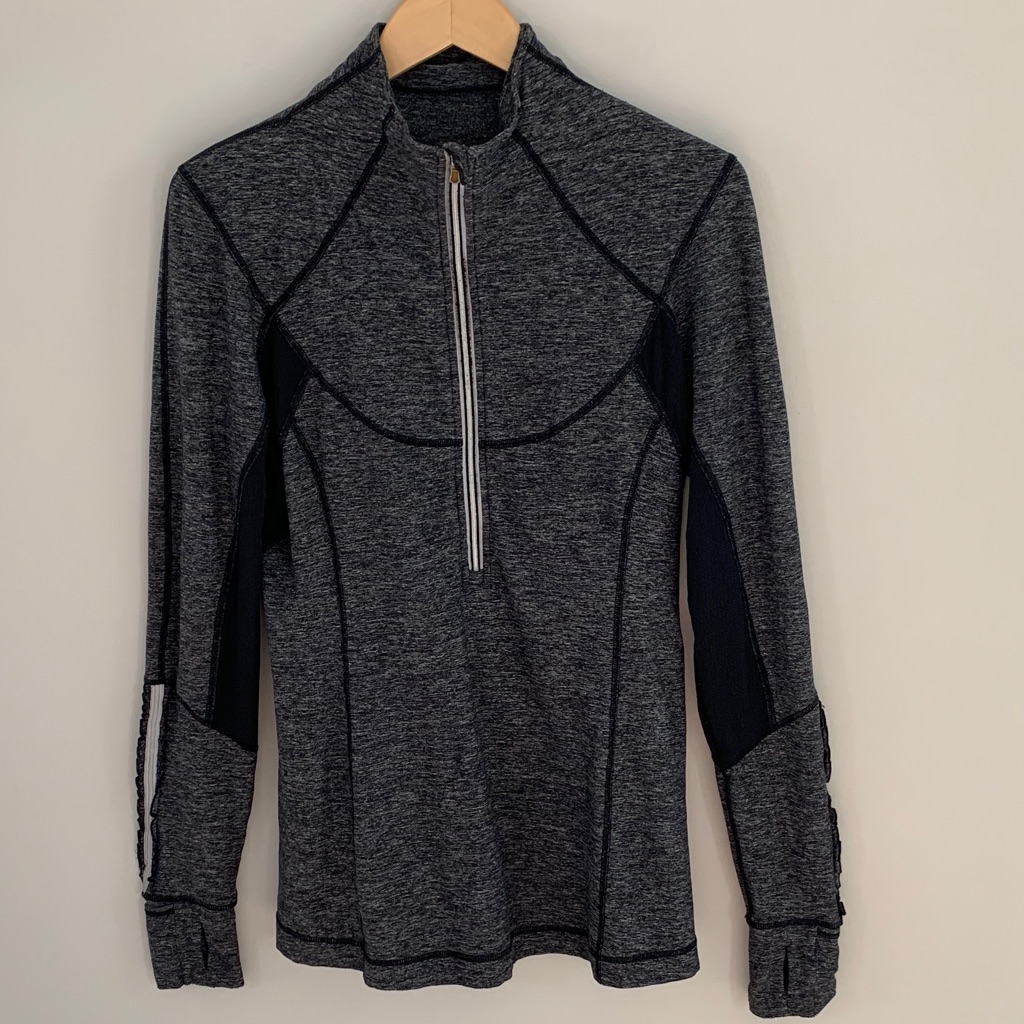 Lululemon Rulu Pace Setter Half Zip Top Size 12 Heather Grey Running Workout